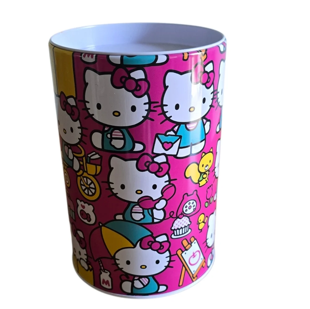 HELLO KITTY Pink All-Over Print Coin Bank | Licensed Sanrio Metal Tin | Y2K Kawa